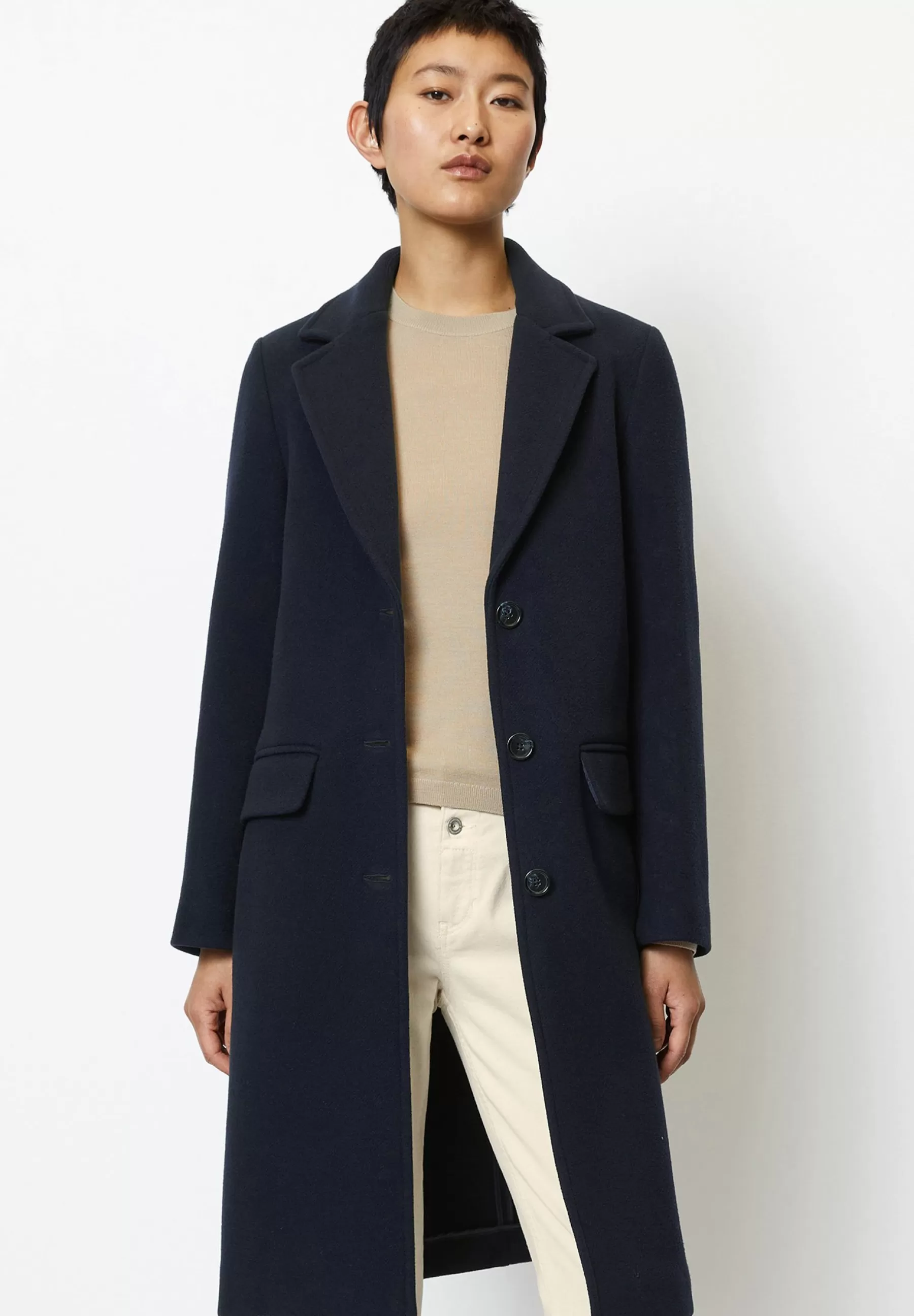 Sale Blend Single Breasted Lapel Collar Lined Flap Poc - Cappotto Classico Donna Classici