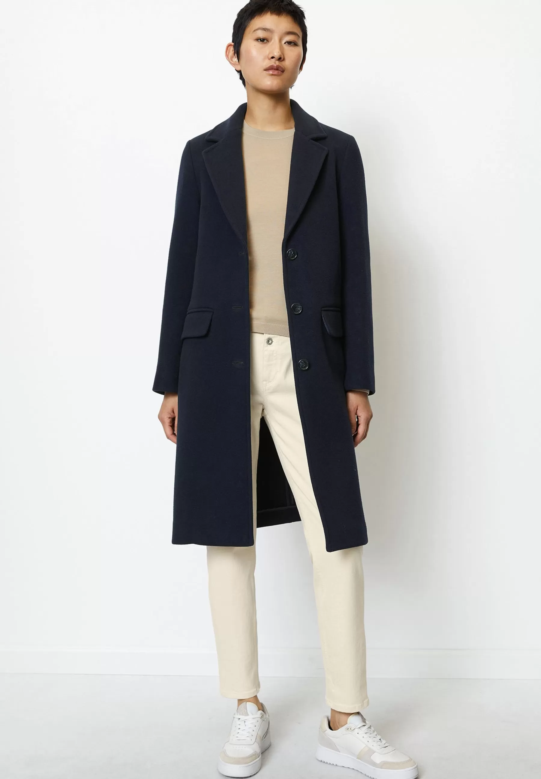 Sale Blend Single Breasted Lapel Collar Lined Flap Poc - Cappotto Classico Donna Classici