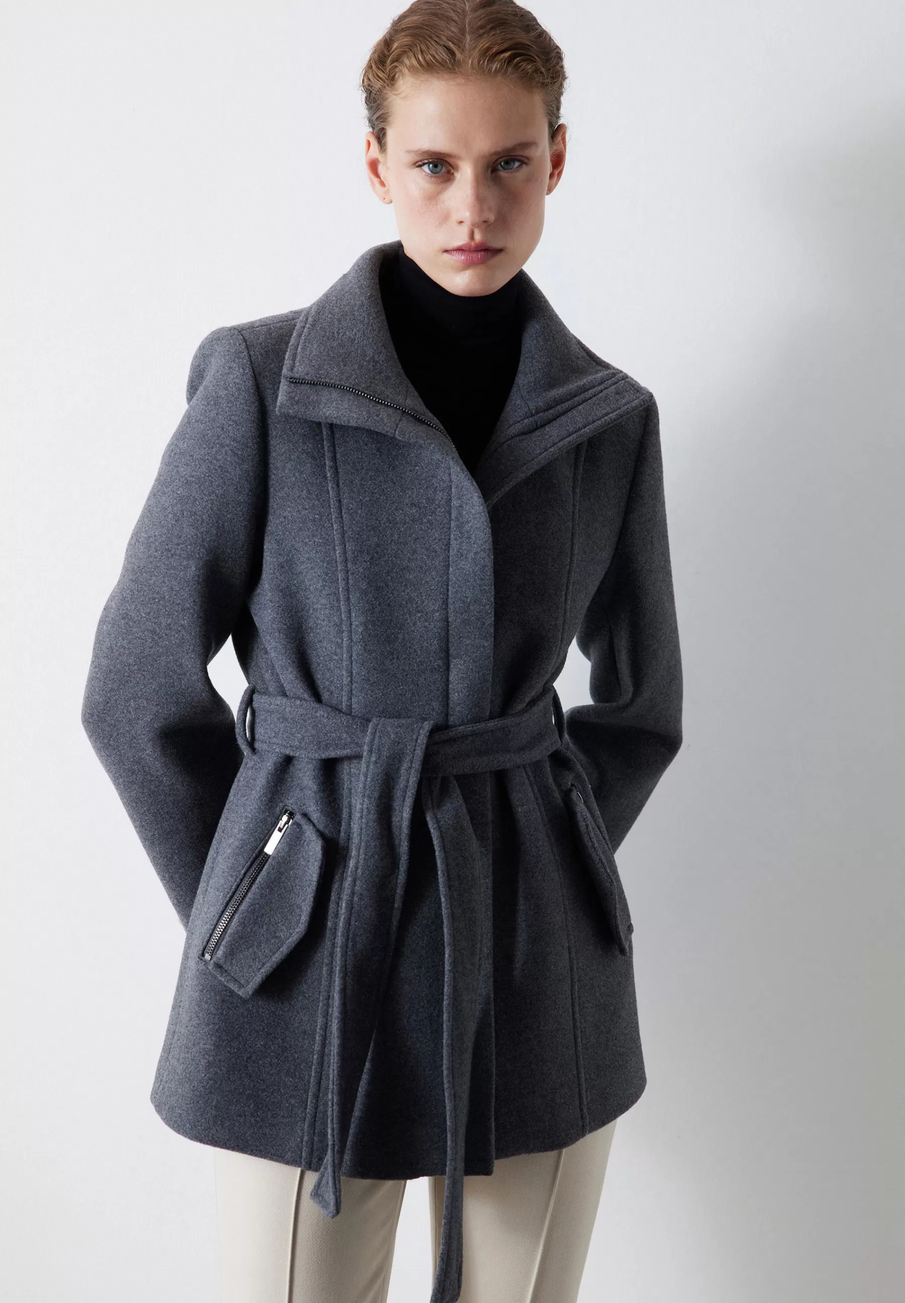 Cheap Heavy Regular Fit Belted Cachet - Cappotto Corto Donna Classici