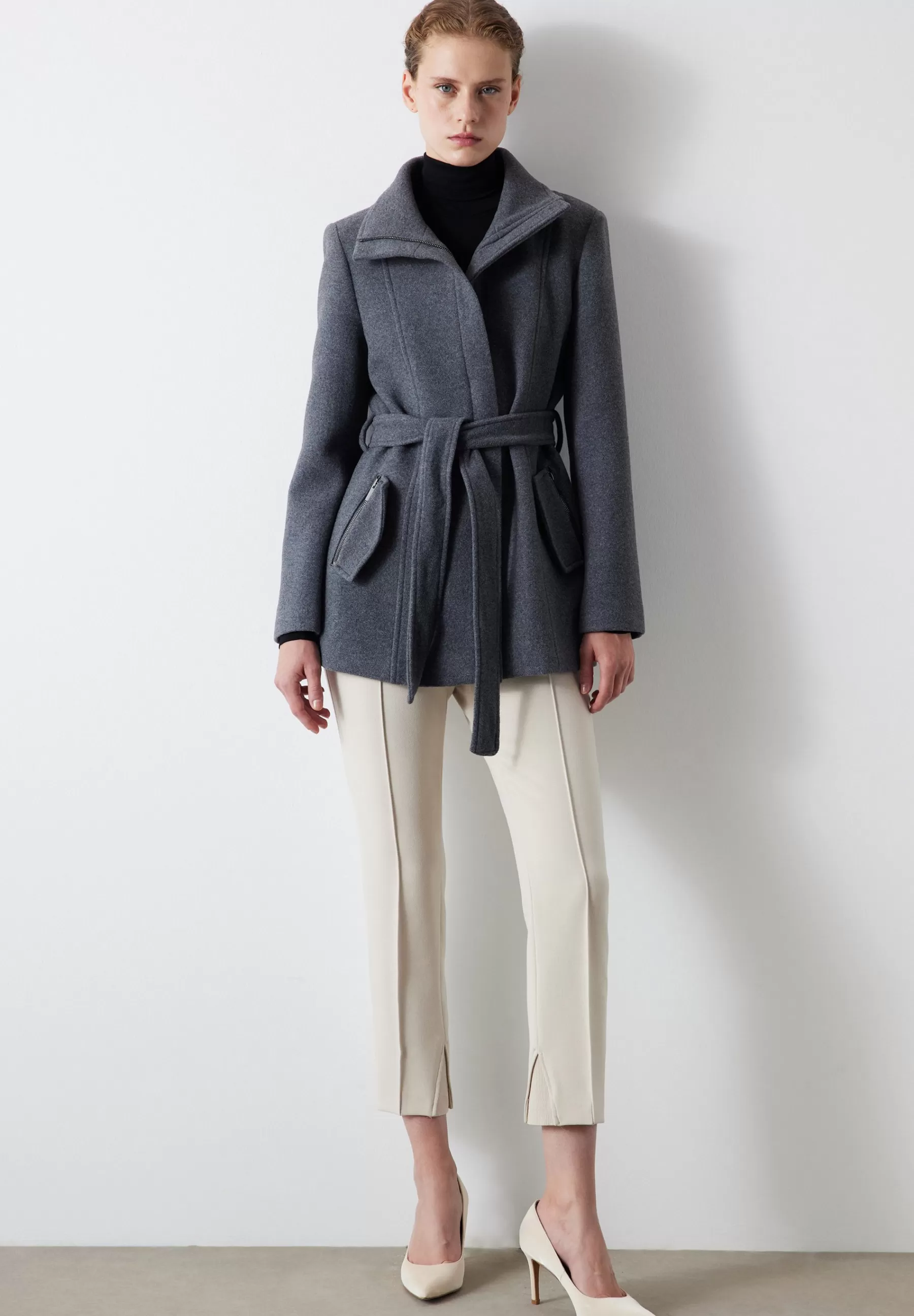 Cheap Heavy Regular Fit Belted Cachet - Cappotto Corto Donna Classici