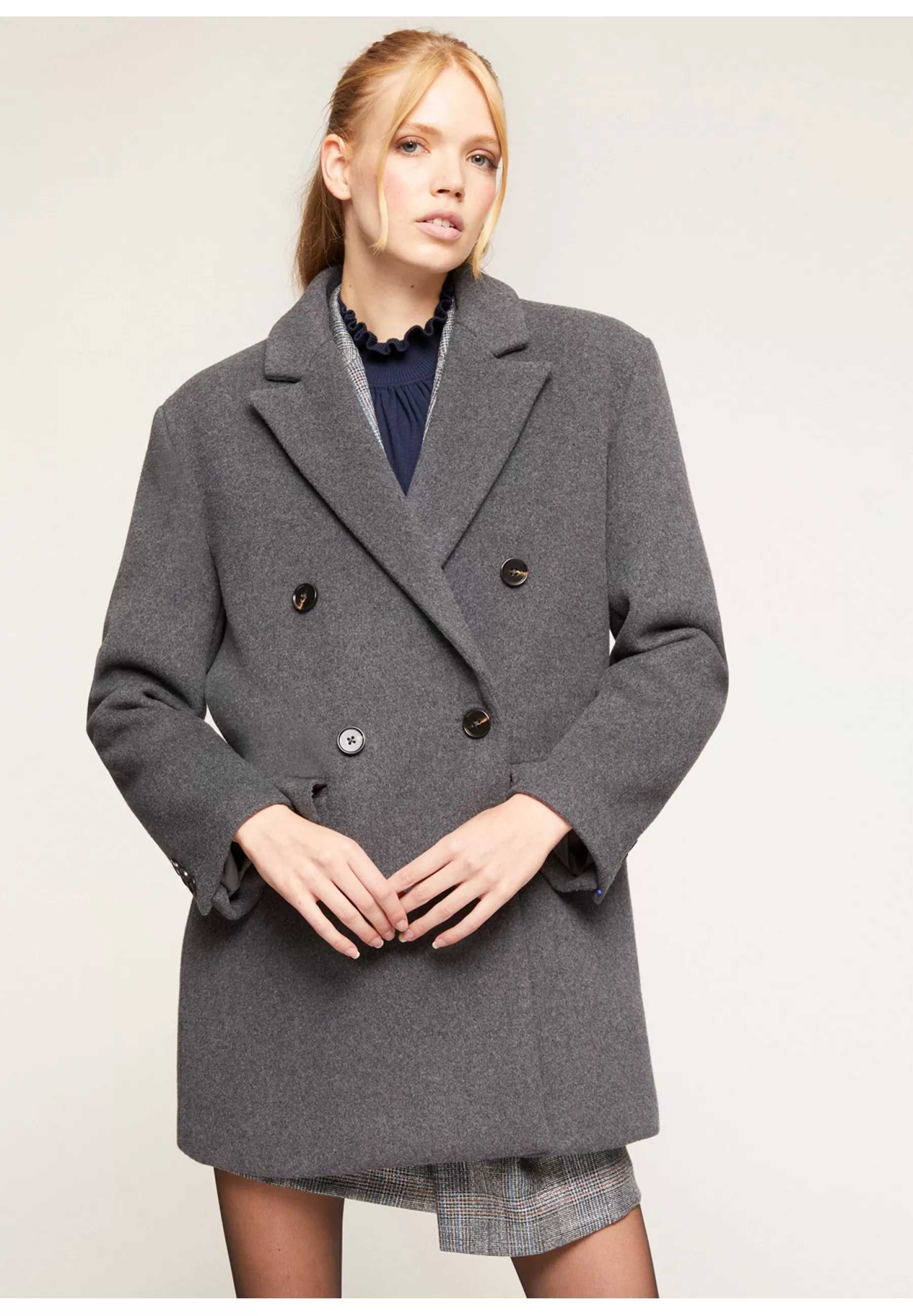 Outlet Large Double Boutonnage En Drap - Cappotto Corto Donna Classici