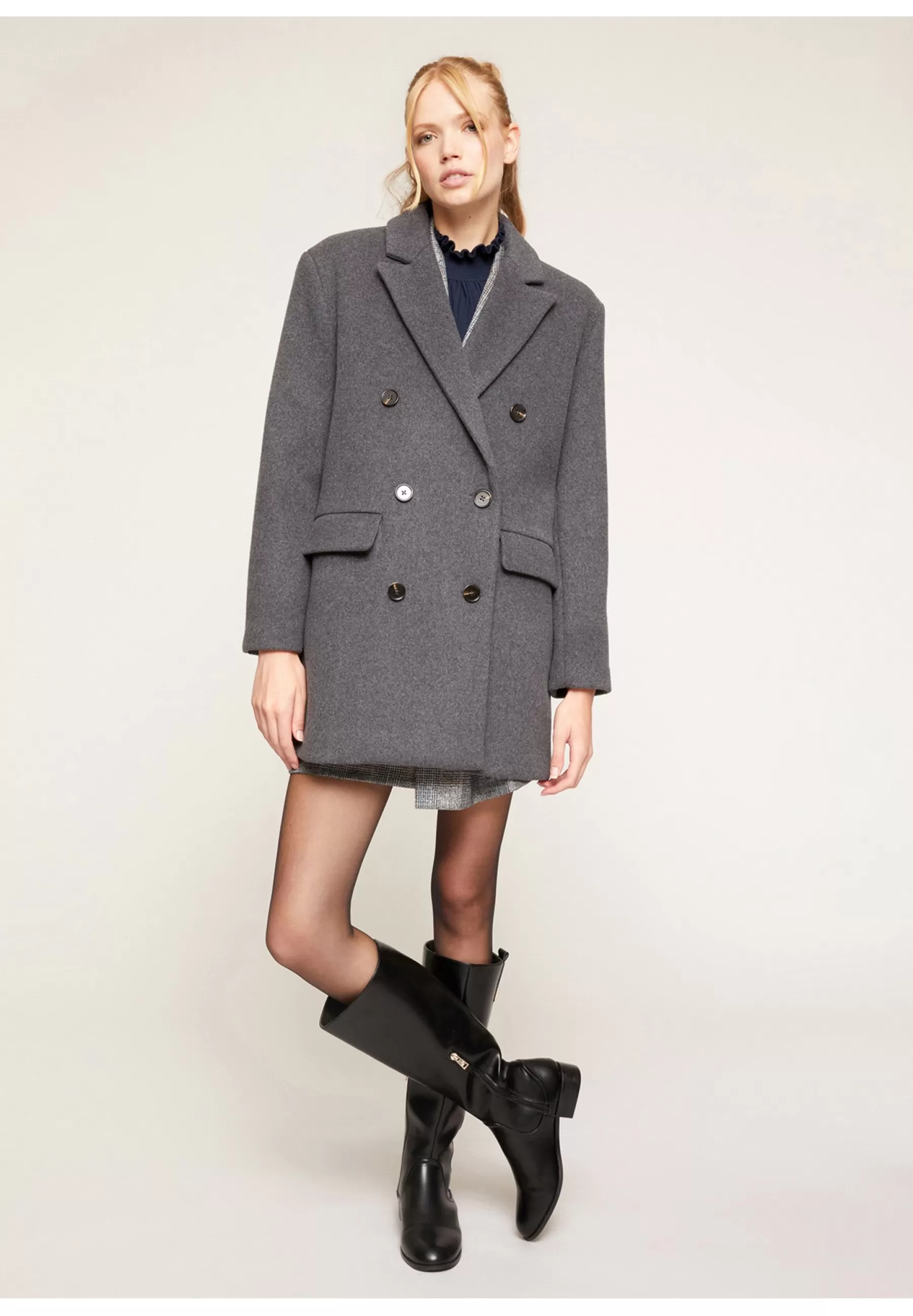 Outlet Large Double Boutonnage En Drap - Cappotto Corto Donna Classici