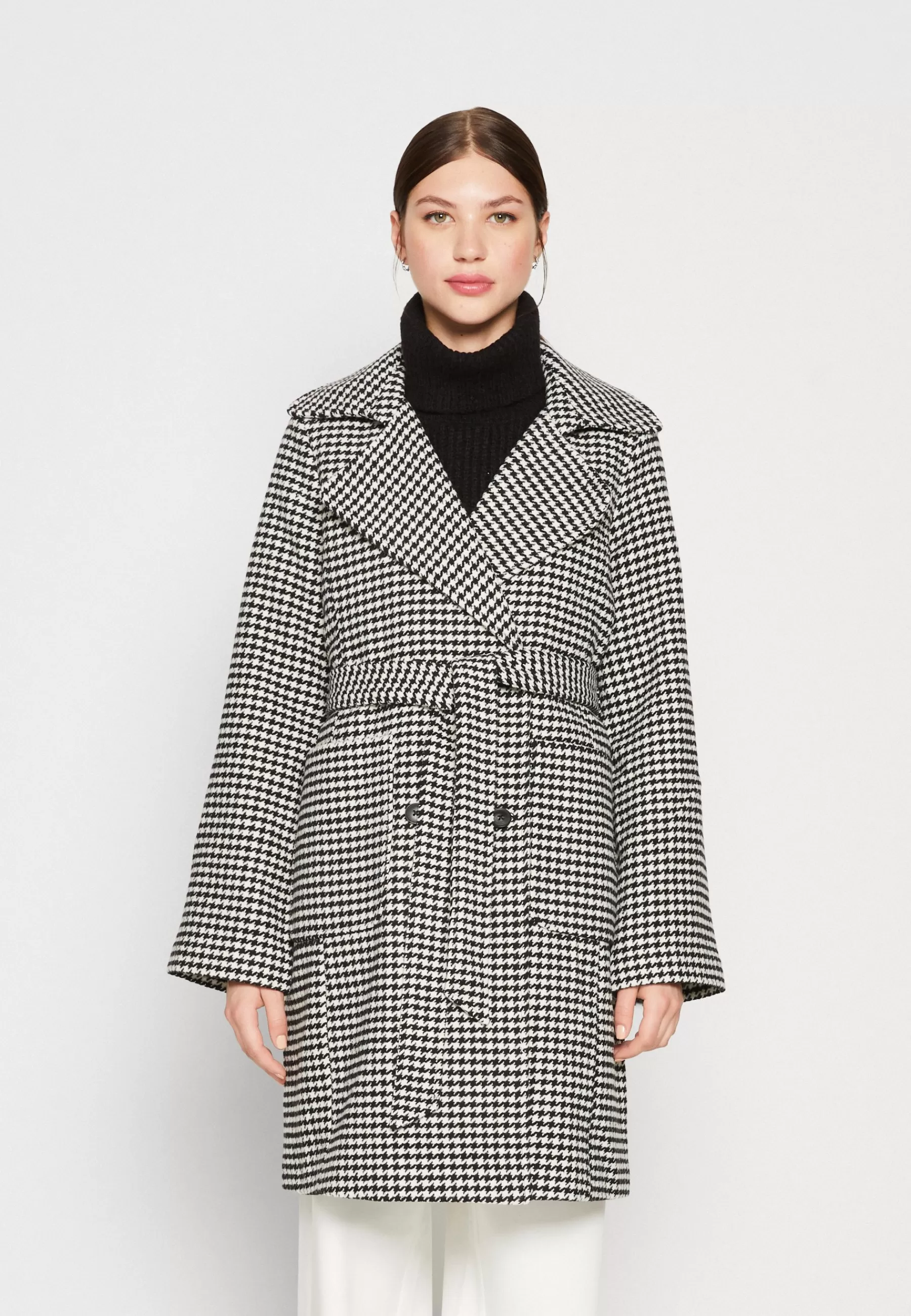 Best Sale Pcjoannes Checked Coat Belt - Cappotto Classico Donna Classici