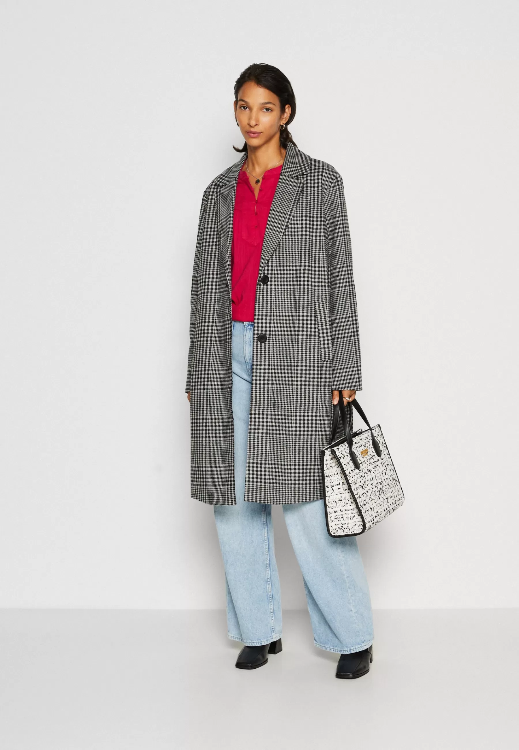 Fashion Plaid Coat - Cappotto Classico Donna Classici