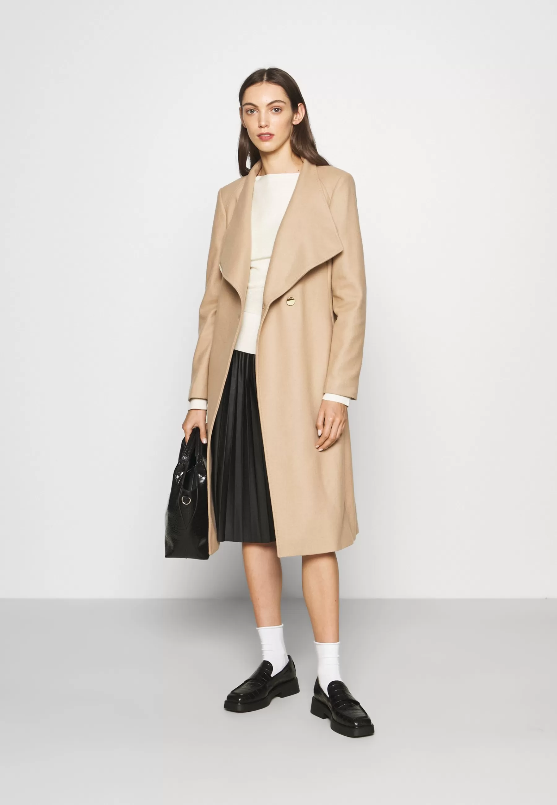 Sale Rose Wrap Coat With Shoulder Panels - Cappotto Classico Donna Classici