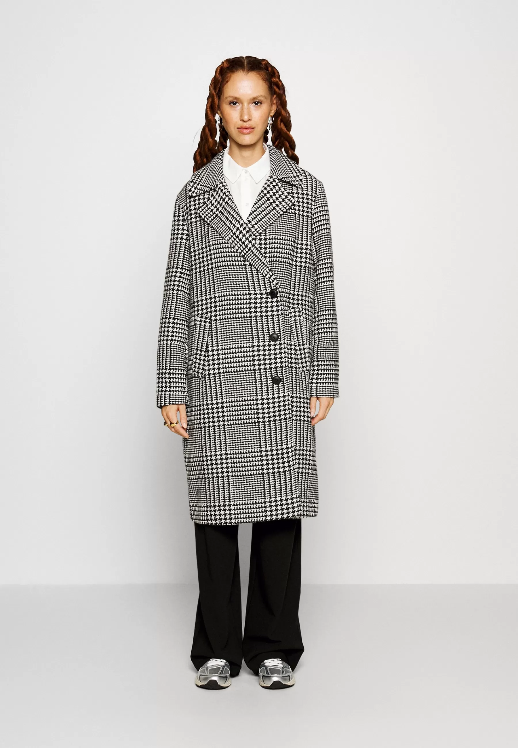 Fashion Vmhanna Long Check Coat - Cappotto Classico Donna Classici